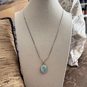 Larimar Pendant Necklace | 18” Sterling Silver Snake Chain | 925 | Italy | 24mm